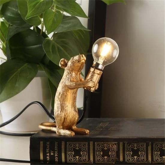 Lampe de Chevet Souris en Résine Design Unique - Éclairage Moderne pour Chambre d'Enfant et Espace de Détente-1
