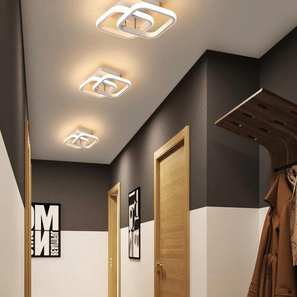 Plafonnier Design Géométrique en Acrylique pour Salon - Éclairage Moderne LED - Lumière Chaude 3000K-2