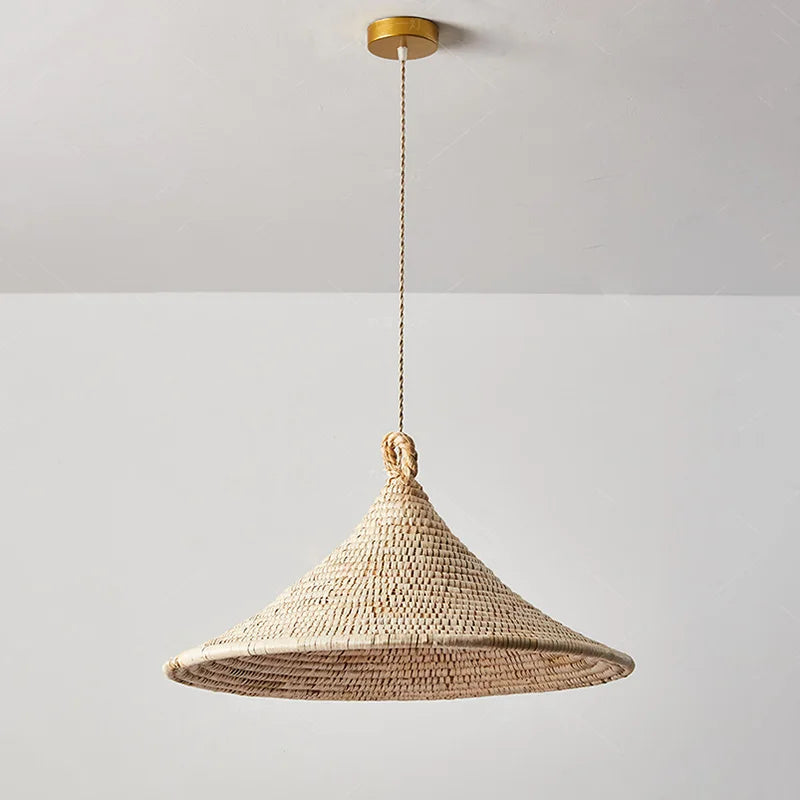 Suspension en rotin | Plafonnier conique au design asiatique