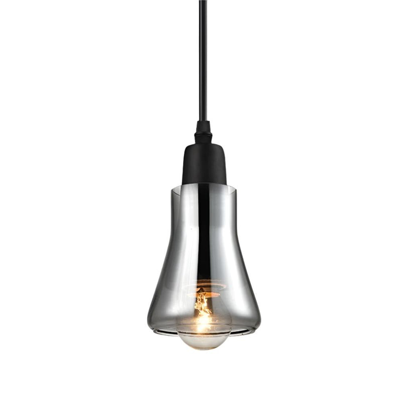 Suspension en verre fumé | Plafonnier design industriel gris